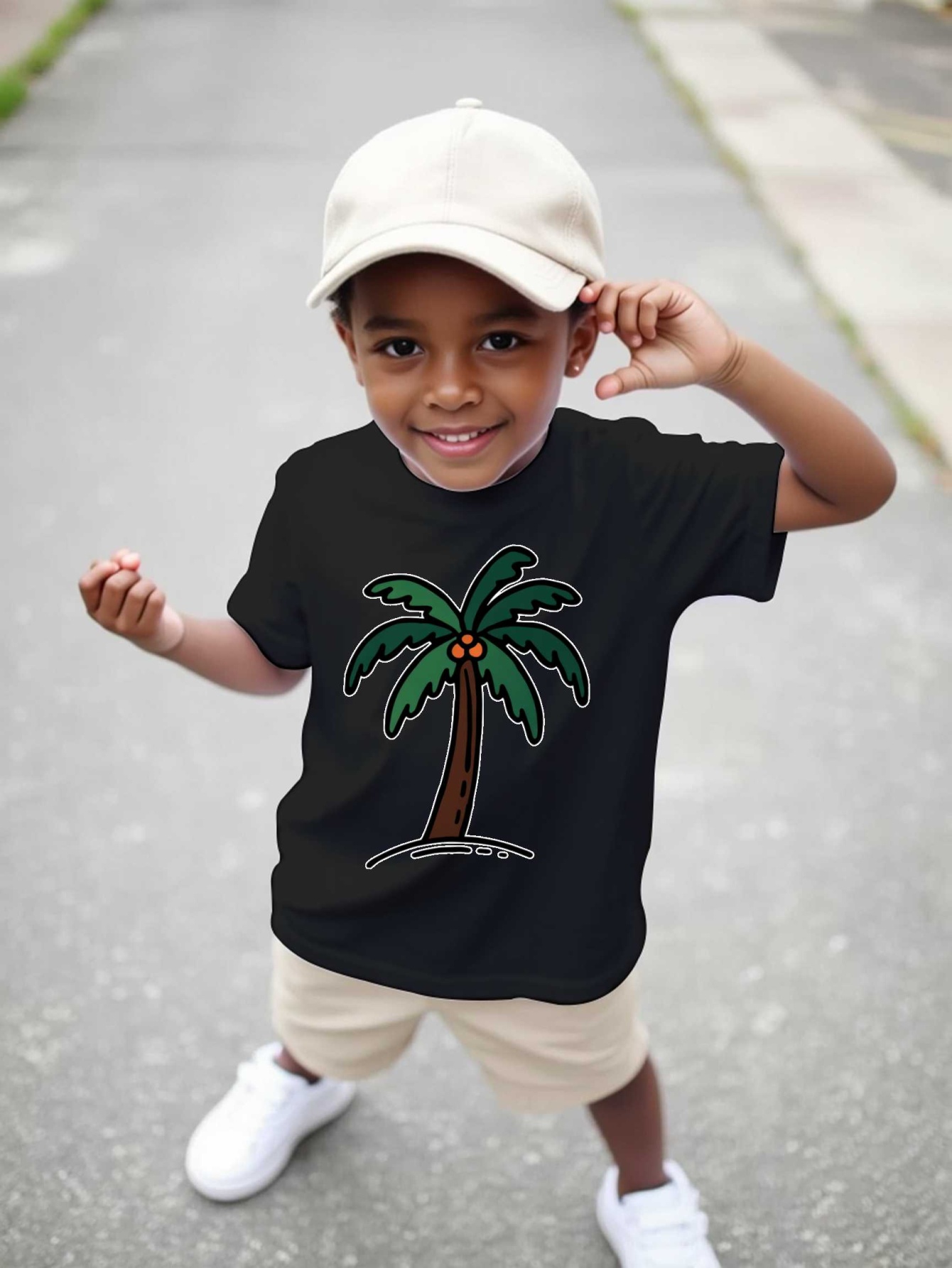 Family Tree Print - Cartoon Coconut Palm Tree Tropical Summer