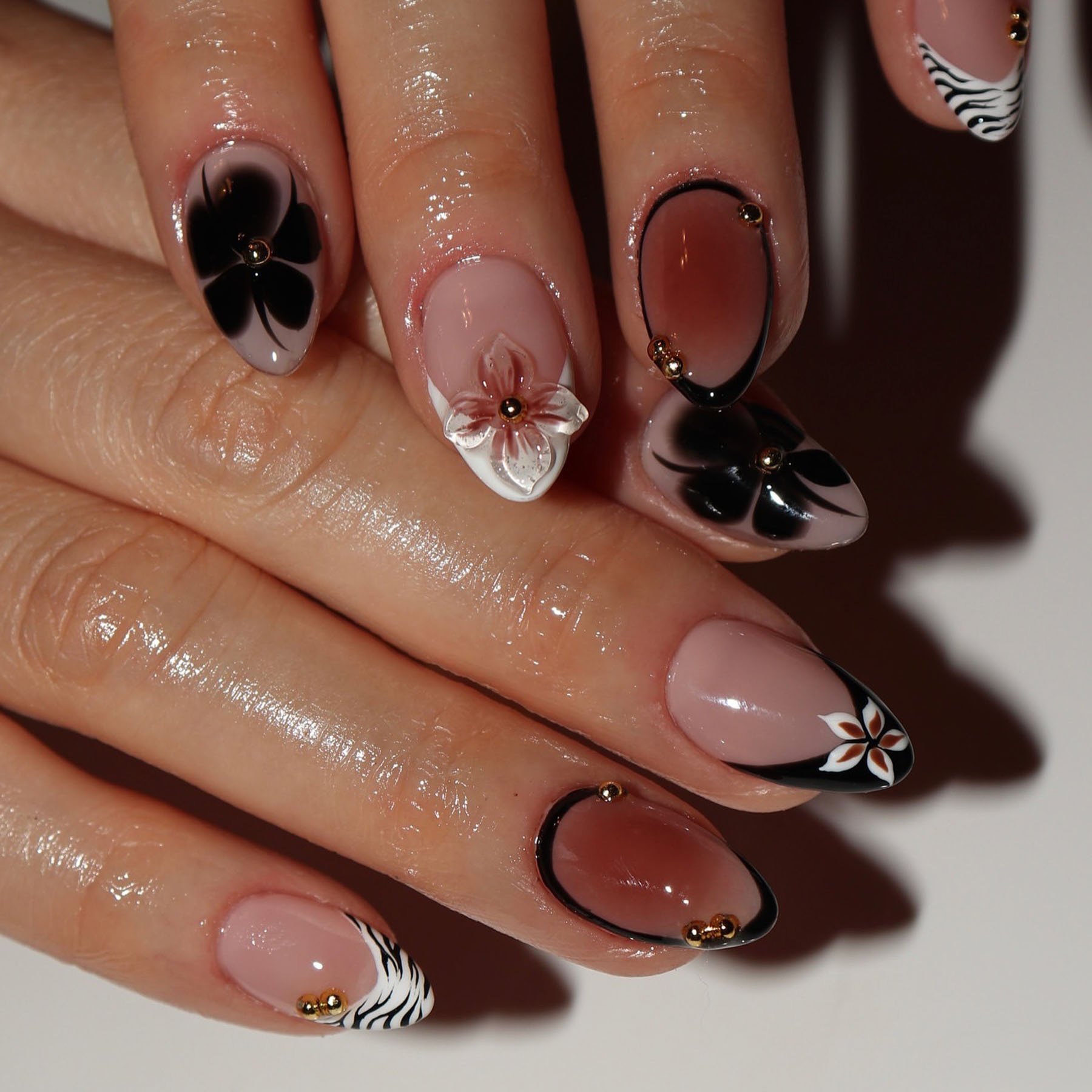 24pcs Flower False Nails Brown - Pressed Flower Art recension och pris