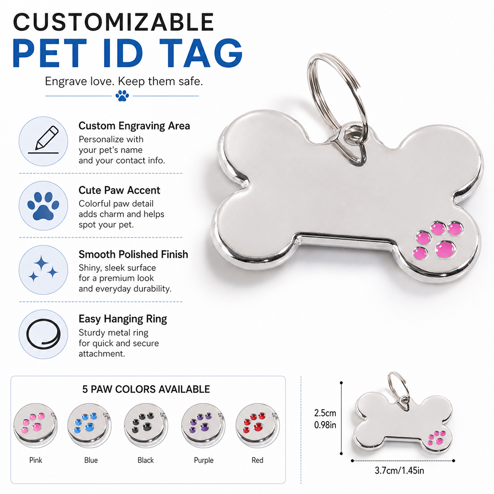 Custom Text Dog Tag Bone Shape - Pet Portrait Custom recension och pris